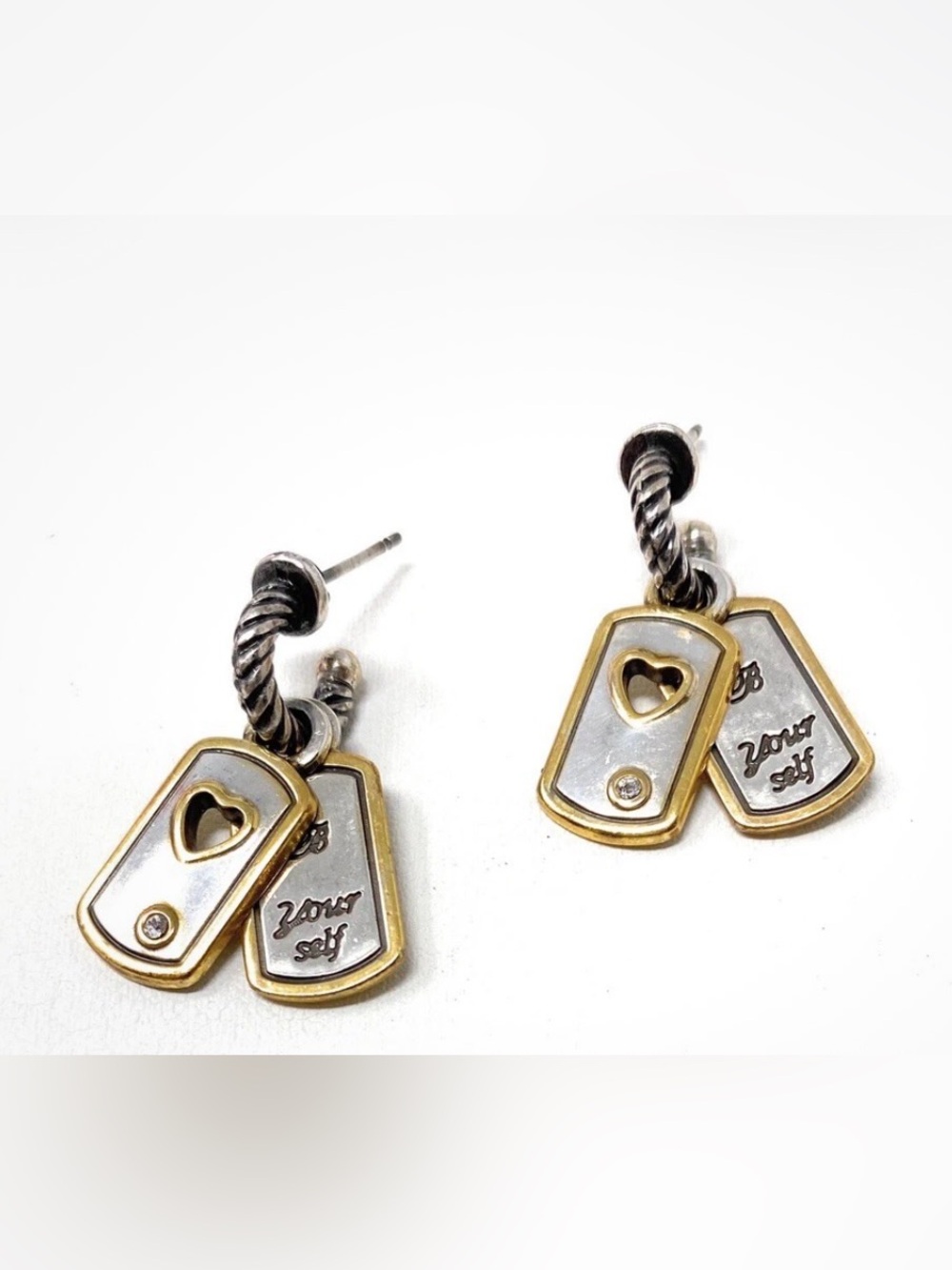 Brighton B Happy B Yourself Gold Silver Dangling Post Earrings